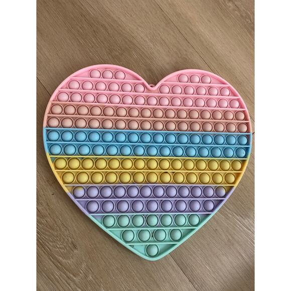 Pop it fidget toy large heart rainbow 12” - Picture 1 of 2
